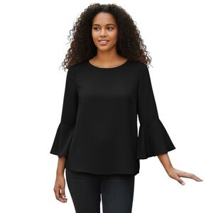 Pixley Elegant Black Bell Sleeve Top